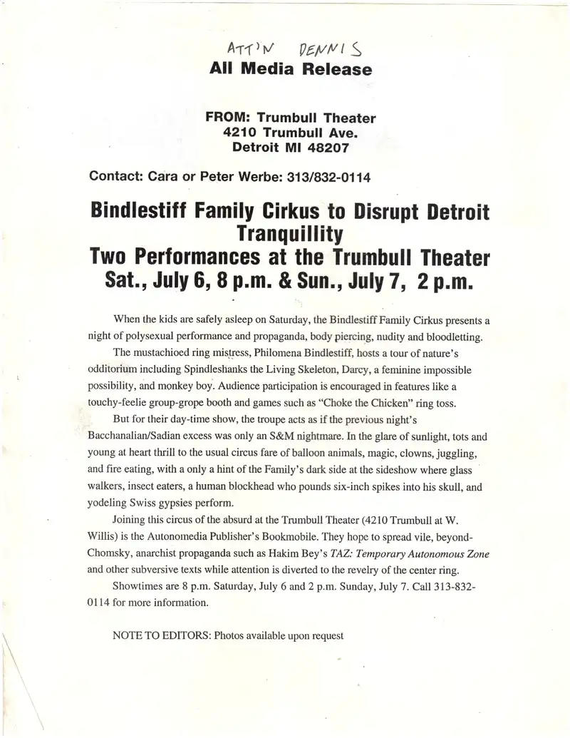 90's Trumbullplex flyer