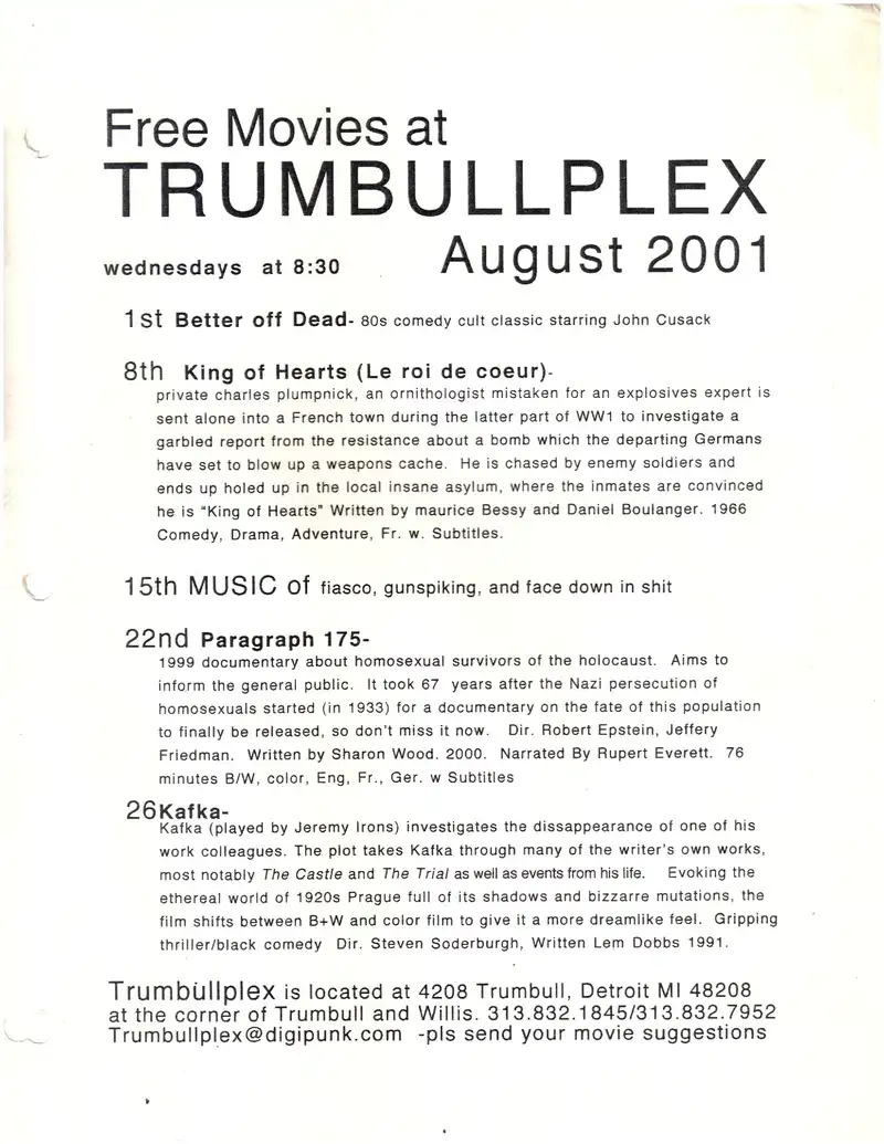 2001 Trumbullplex flyer